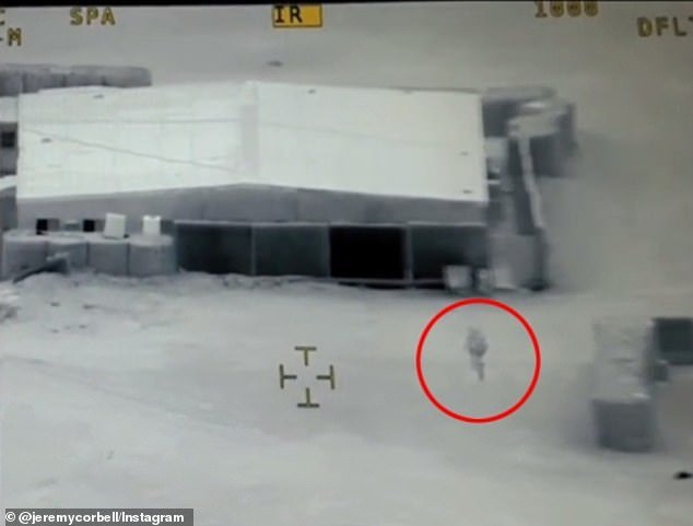 Investigative journalists Jeremy Corbell and George Knapp, who were the first to obtain and publish video of a UAP ¿ dubbed the 'jellyfish' for its dangling tentacle-like appendages ¿ flying object above an overseas US airbase in 2017 (above)